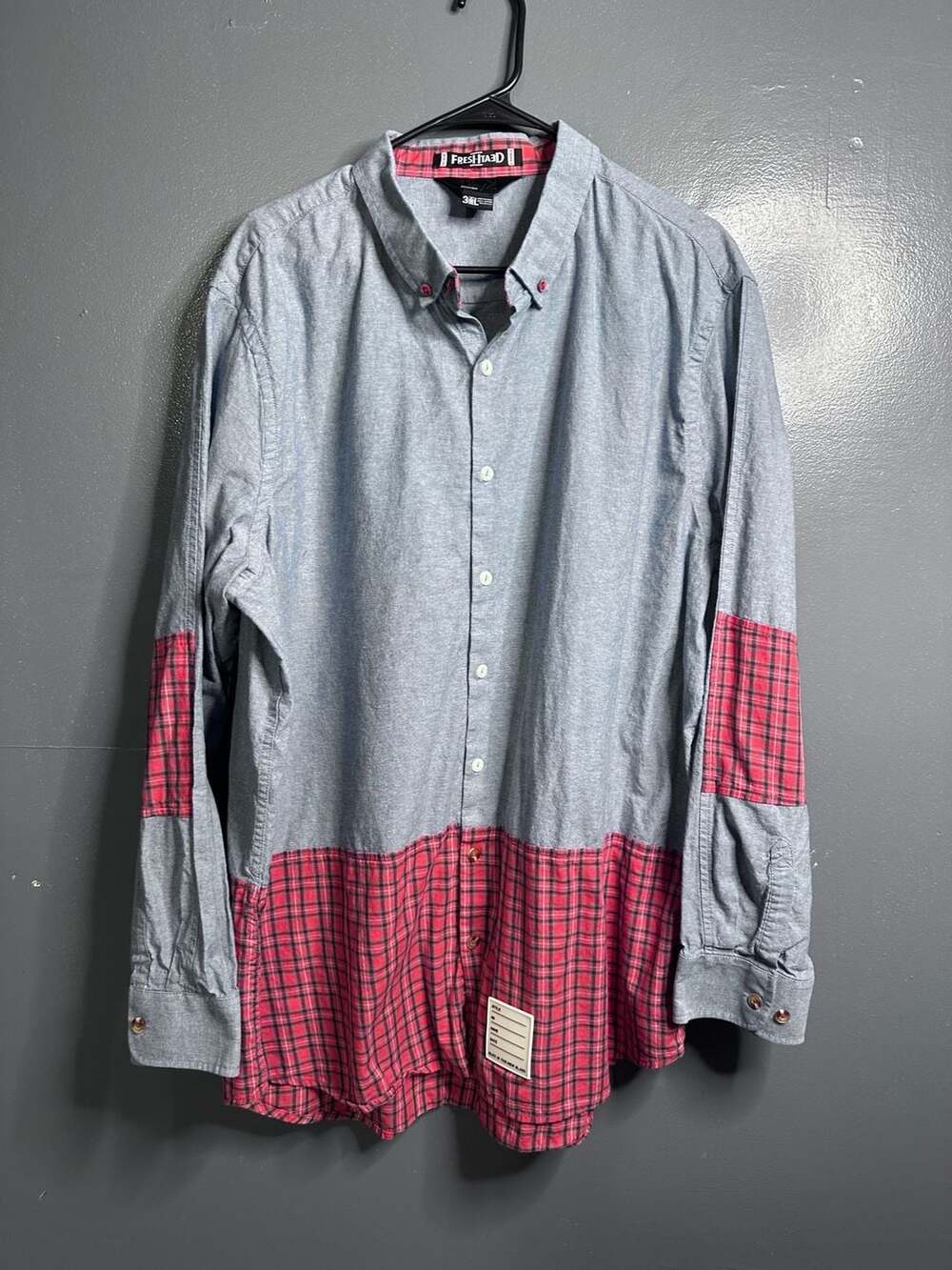 Rocawear BLVN Is The New Black Patchwork Flannel‎ Colorblock Button Up Shirt 3XL